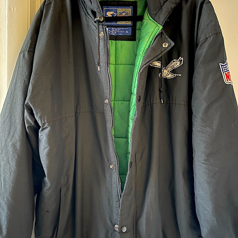 Vintage Philadelphia Eagles Hooded Starter Jacket - Fly Eagles Fly - XL